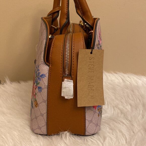NWT Steve Madden (BFelipe) Satchel/ Crossbody Bag SM Logo w / Floral Design - Picture 7 of 16